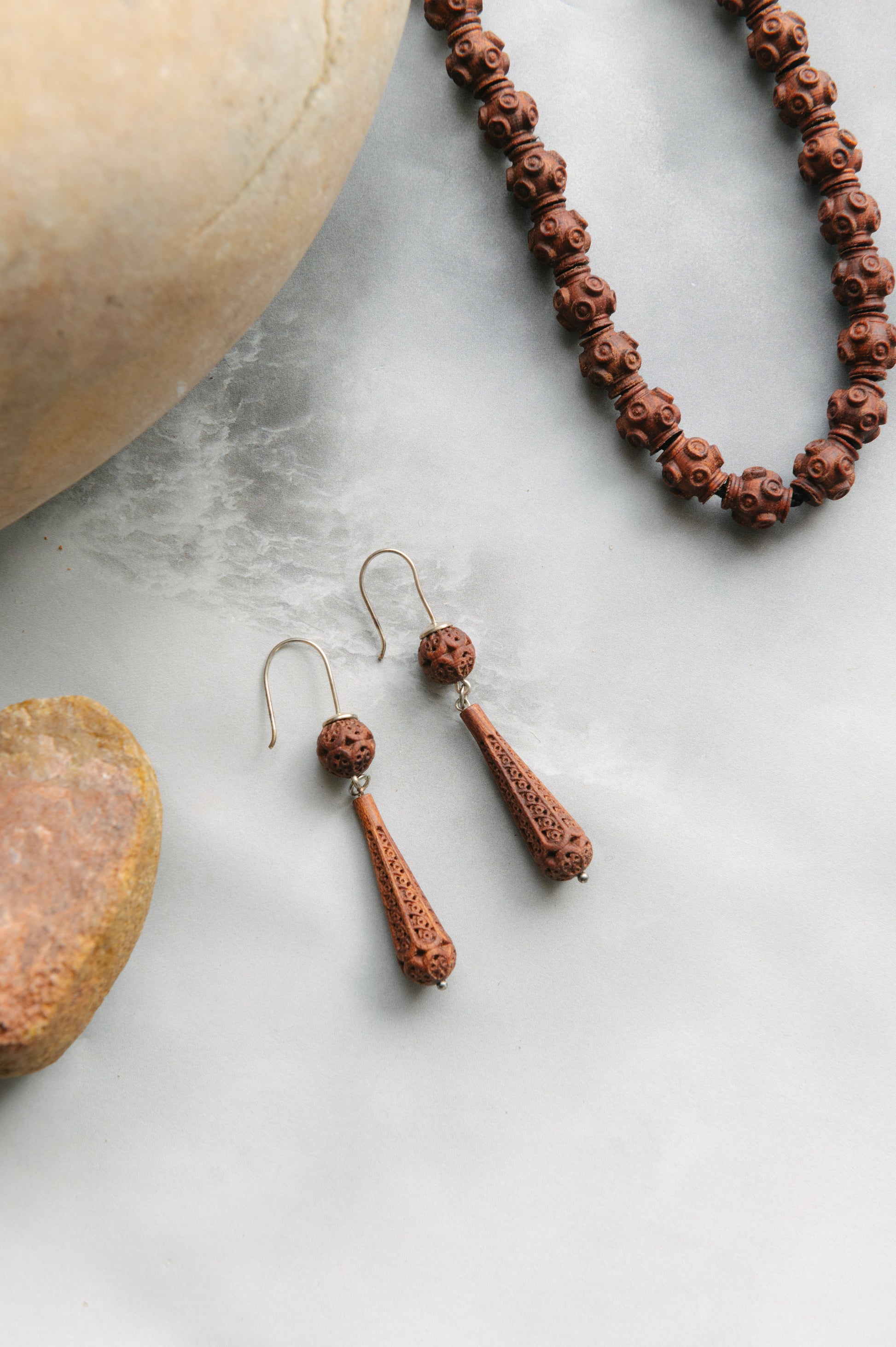 Pendentes de fuso ou maza de bubinga